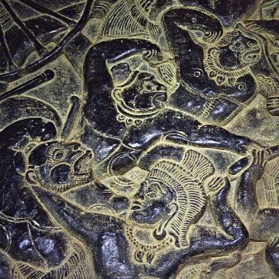 Frieze showing the monkeys fighting the giants,  Angkor Wat (II)
