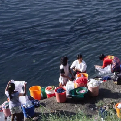 Washing clothes in Lake Tawar