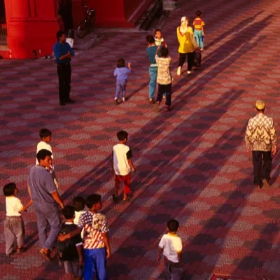 Tourists in the town square, Melaka