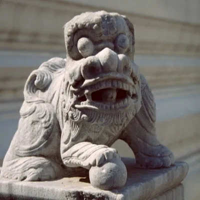 Stone lion, Wat Phra Kaew, Bangkok