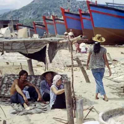 Workers on the beach, Nha Trang